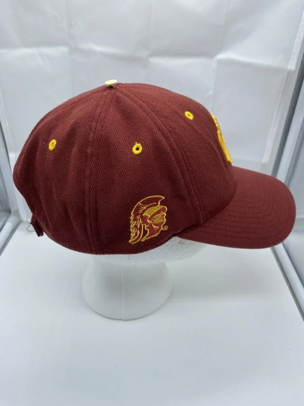 Vintage USC Trojans Burgundy Yellow Hat NCAA Adjustable Hook & Loop Cap 90s